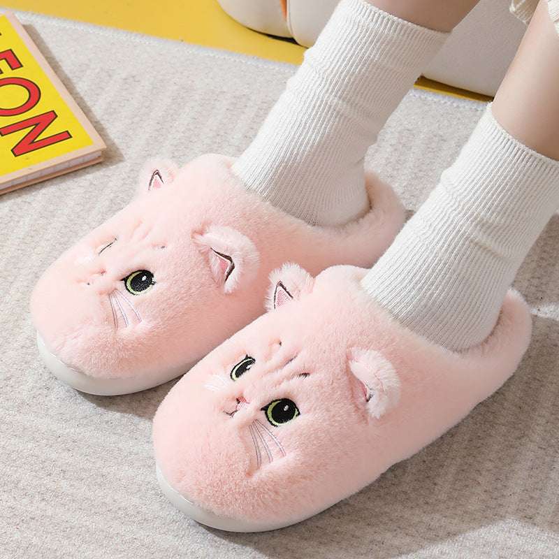 Cute Cat Plush Slippers – Warm Non-slip Winter House Shoes Cute Cat Plush Slippers Winter Warm Floo | Ectron Online