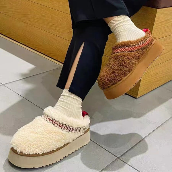 Women’s Platform Low-top Slip-on Snow Boots – Cotton Shoes