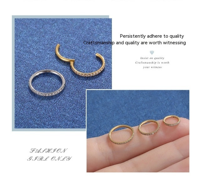 Stainless Steel Piercing Ornaments Bottom Zircon Circle Closed Ring Seamless Nose Circle Multifunctional Cartilage Earrings