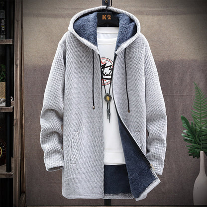 Jacket plus fleece hooded sweater coat men