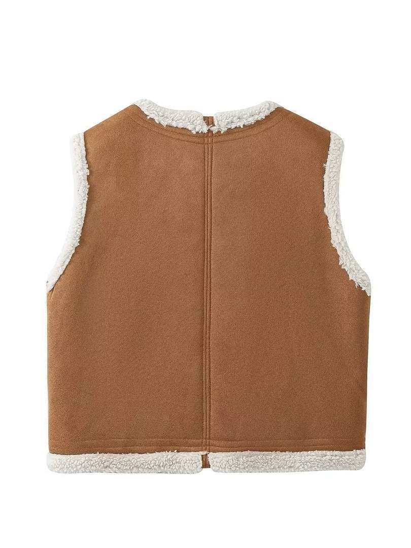 Women's Fashion Lamb Wool Vest Outerwear & Jackets | Ectron Online