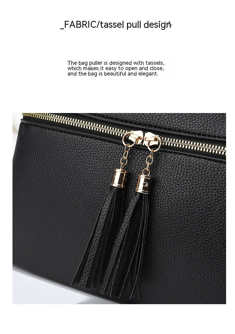 Large Capacity Soft Leather Tassel Shoulder Bag