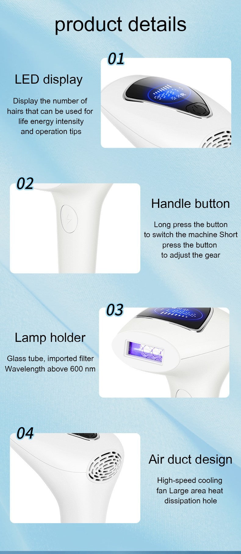 Portable Ipl Photon Hair Removal Instrument Women's Handheld