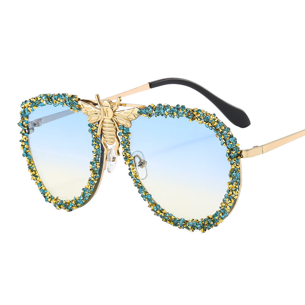 Bee Sunglasses Diamond Retro Metal