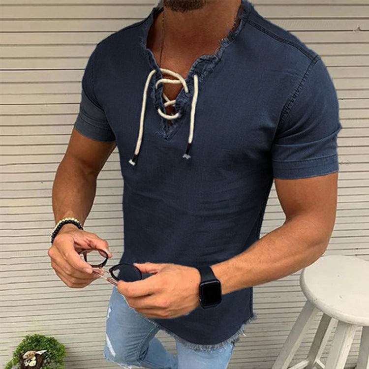 Men’s Tassel Elastic Denim Shirt – Stylish & Comfortable Fit Tassel Elastic Men's Denim Shirt Men's S | Ectron Online