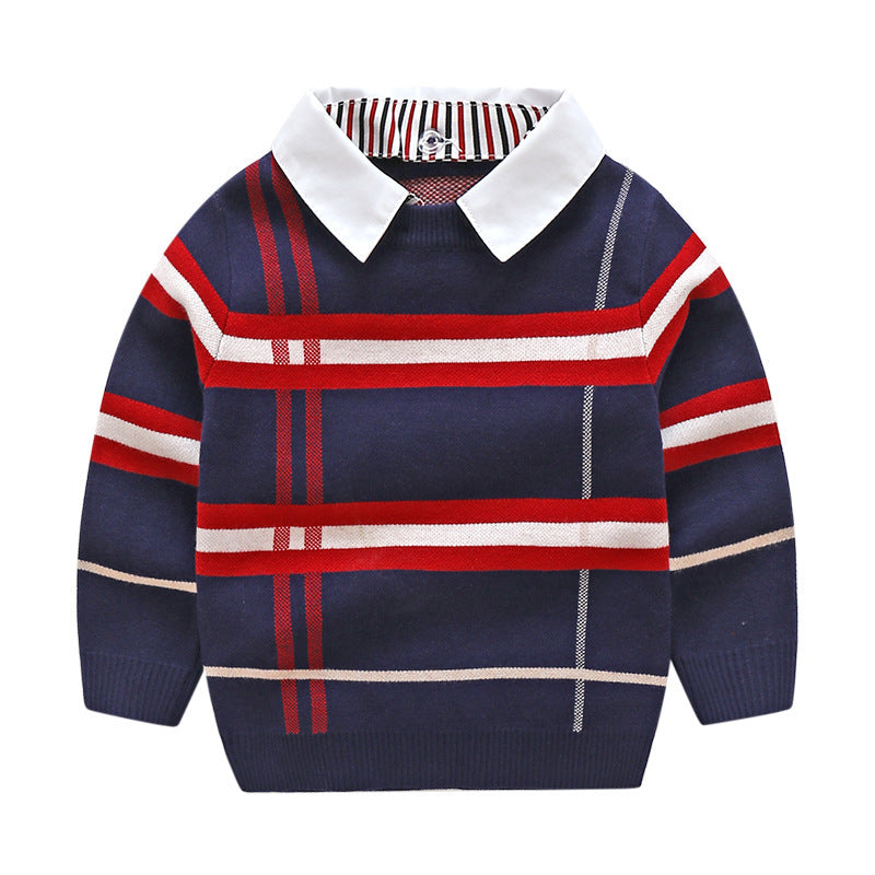 Boys' Plaid Jacquard Sweater Boys plaid jacquard sweater | Ectron Online