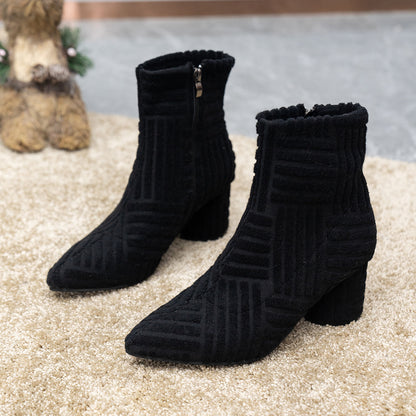 Women's Shoes Pointed Toe Zip High Heel Boots Fashion