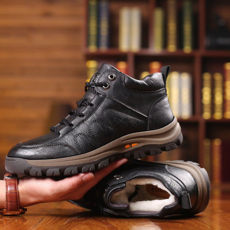 Men’s High-Top Leather Anti-Slip Snow Boots – Durable & Warm High top leather shoes anti slip men's s | Ectron Online