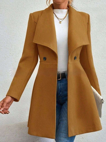 Women's Coat Slim Fit Long Fashion Lapel