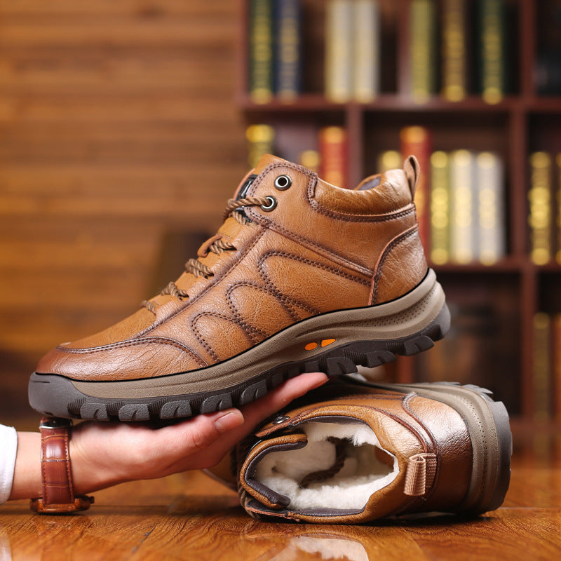 Men’s High-Top Leather Anti-Slip Snow Boots – Durable & Warm High top leather shoes anti slip men's s | Ectron Online