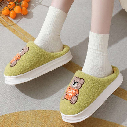 Cartoon Bear Woolen Slippers – Women’s Winter Thick-soled Shoes Lovely Cartoon Bear Woolen Slippers For | Ectron Online