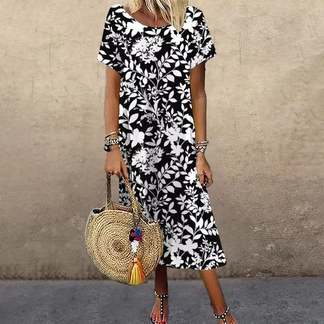 Summer Super Large Beach Short Sleeve Dress – Breezy & Loose Summer Super Large Beach Short Sleeve Dr | Ectron Online