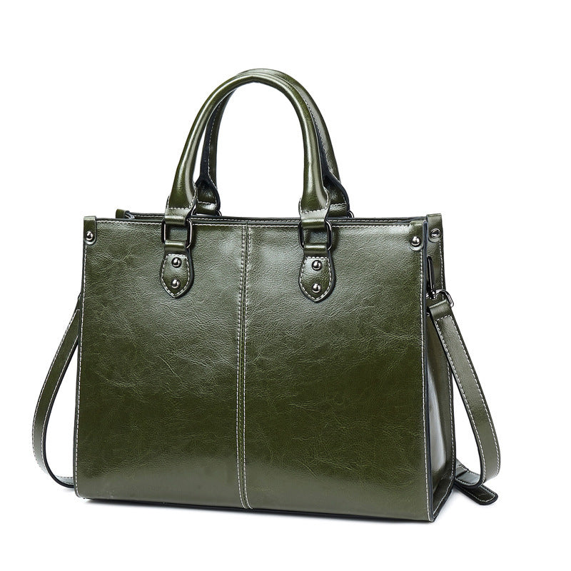 Premium Oil Wax Leather Handbag – Elegant & Durable Design Oil wax stitching leather handbag | Ectron Online