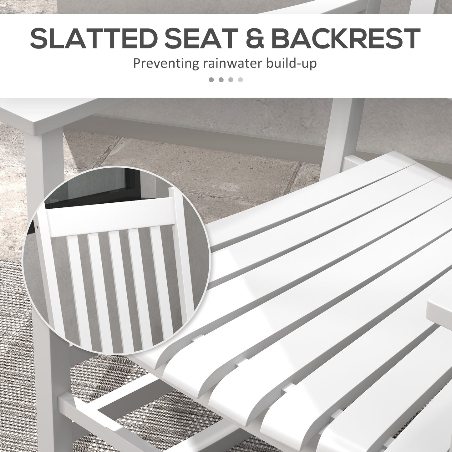 White wooden rocking chair seat and back slats with curved support rails