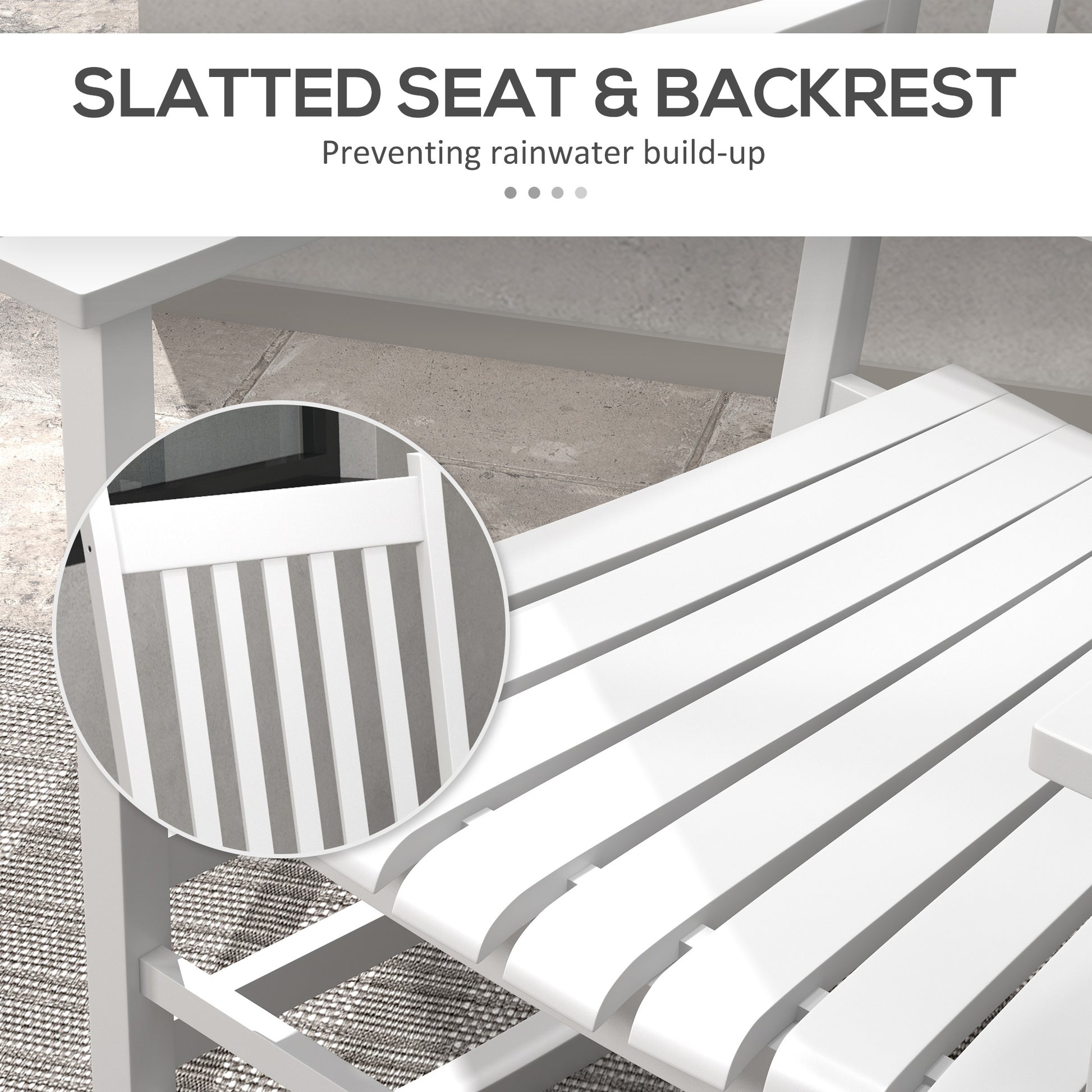 White wooden rocking chair seat and back slats with curved support rails