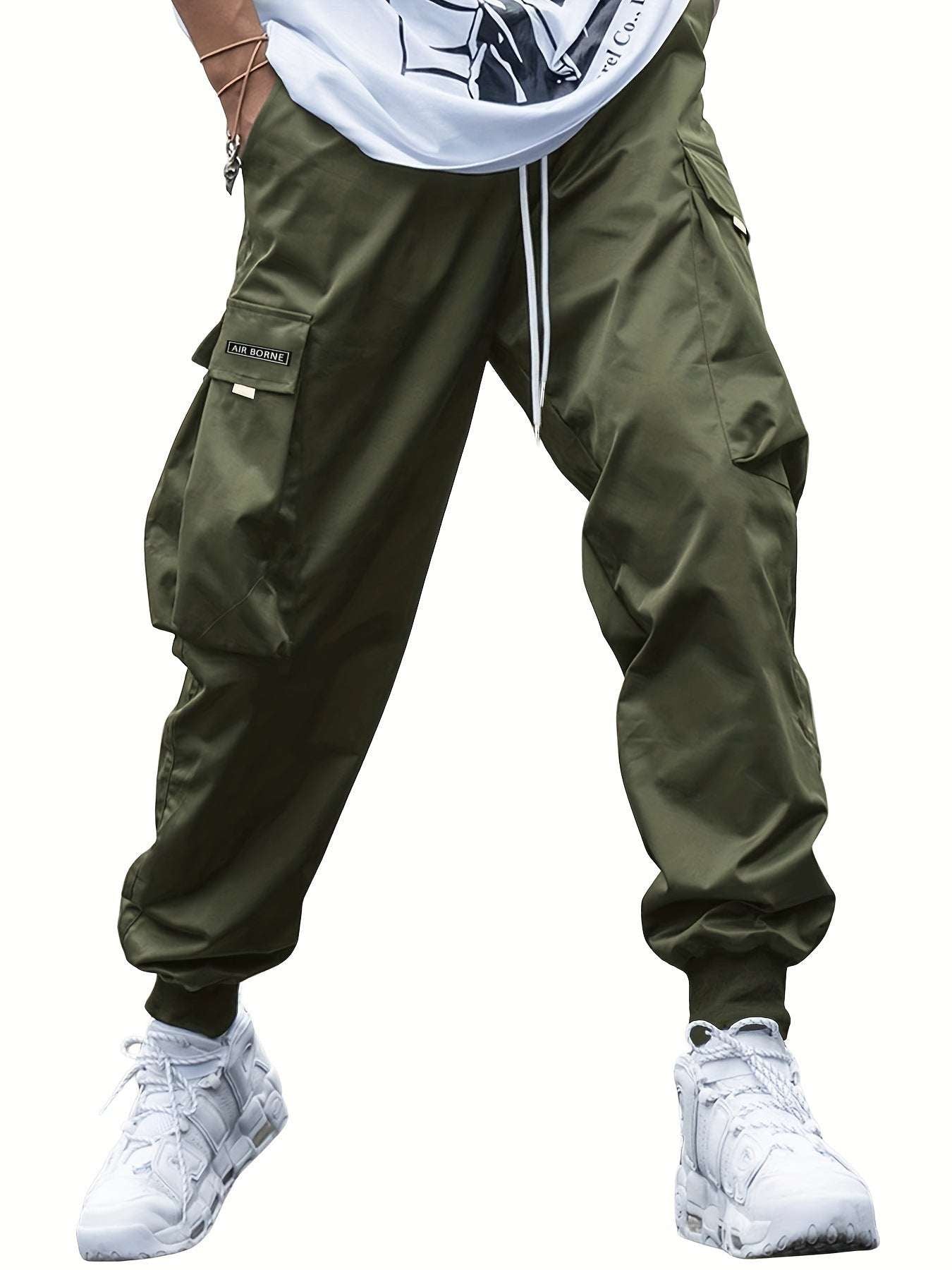 Multi-pocket Cargo Pants Men's Casual Hip-Hop Drawstring Trousers Outdoor Streetwear Sports Pant