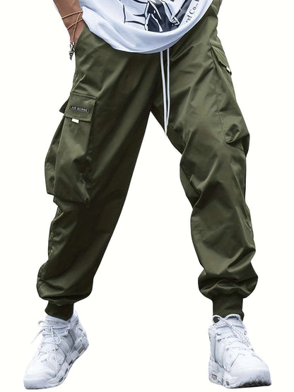 Multi-pocket Cargo Pants Men's Casual Hip-Hop Drawstring Trousers Outdoor Streetwear Sports Pant