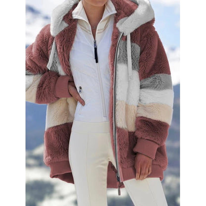 Multicolor Patchwork Hooded Jacket | Trendy Short Fashion Coat Multicolor patchwork hooded short fashio | Ectron Online