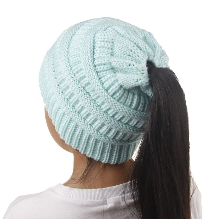 Knitted Ponytail Hat - Women's Fashion Wool Hat for Stylish Comfort Hats & Caps | Ectron Online