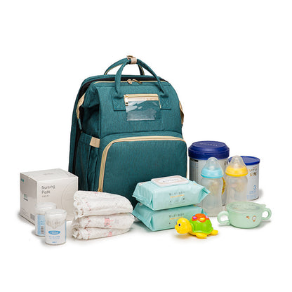 3-in-1 Diaper Bag Backpack with Folding Baby Bed & USB Charging Port USB Charging Version Mommy Bed Backpack | Ectron Online