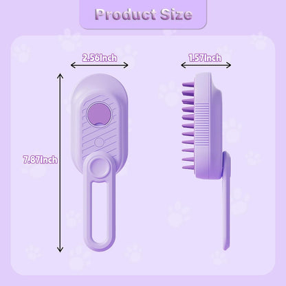 Cat Steam Brush For Shedding 3 In 1 Cat Steamy Brush Cleanser With Foldable Handle Pet Spa Brush For Cats Dogs Defur Comb For Cats Steam Brush For Cats Pet Spray Hair Removal Comb