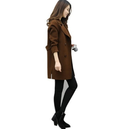 Women's Double-Breasted Slim Fit Coat | Elegant New Winter Overcoat Double row new coat women's slim fit | Ectron Online