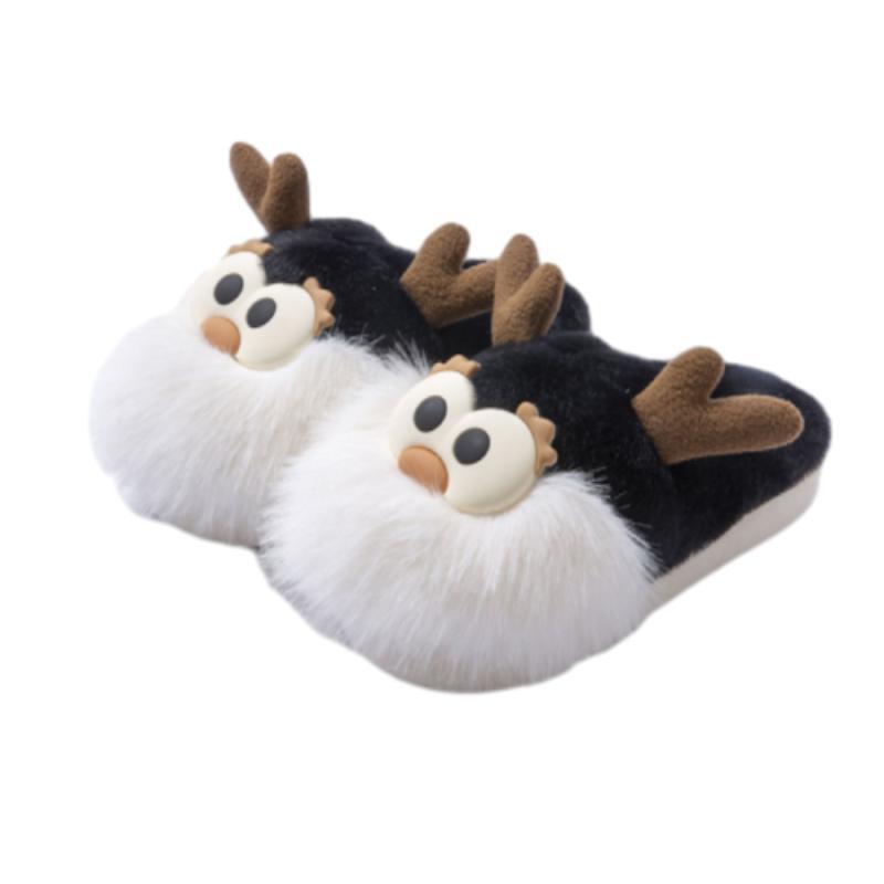 Christmas Deer Slippers – Cute Plush Winter Shoes for Women Cute Cartoon Christmas Deer Cotton Shoes | Ectron Online