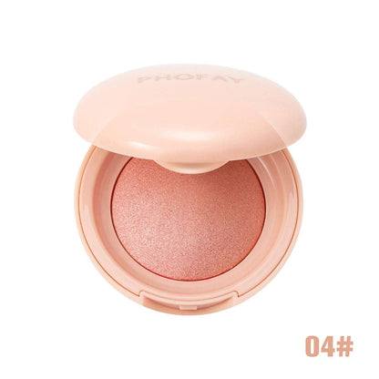 Luminous powder blush compact with open lid and shimmery dusty rose powder, 04#