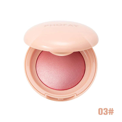 Luminous powder blush compact with open lid and shimmery rose powder, 03#