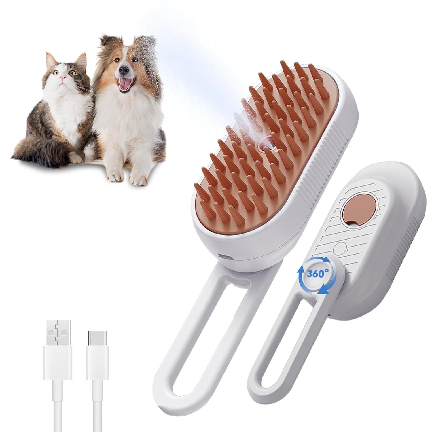 3-in-1 Cat Steam Brush – Shedding & Hair Removal Comb for Cats & Dogs Cat Steam Brush For Shedding 3 In 1 Cat | Ectron Online