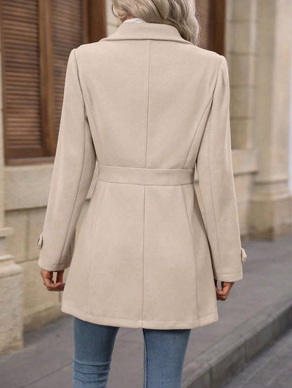 Women's Elegant Woolen Commuter Coat | Single-Breasted Lapel Jacket Elegant Single-breasted Woolen Coat Butt | Ectron Online