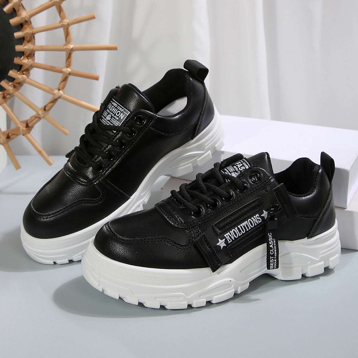 Women’s Lace-Up Sports Shoes – Side Zipper & Thick Sole Design Lace-up Sports Shoes With Side-Zipper De | Ectron Online