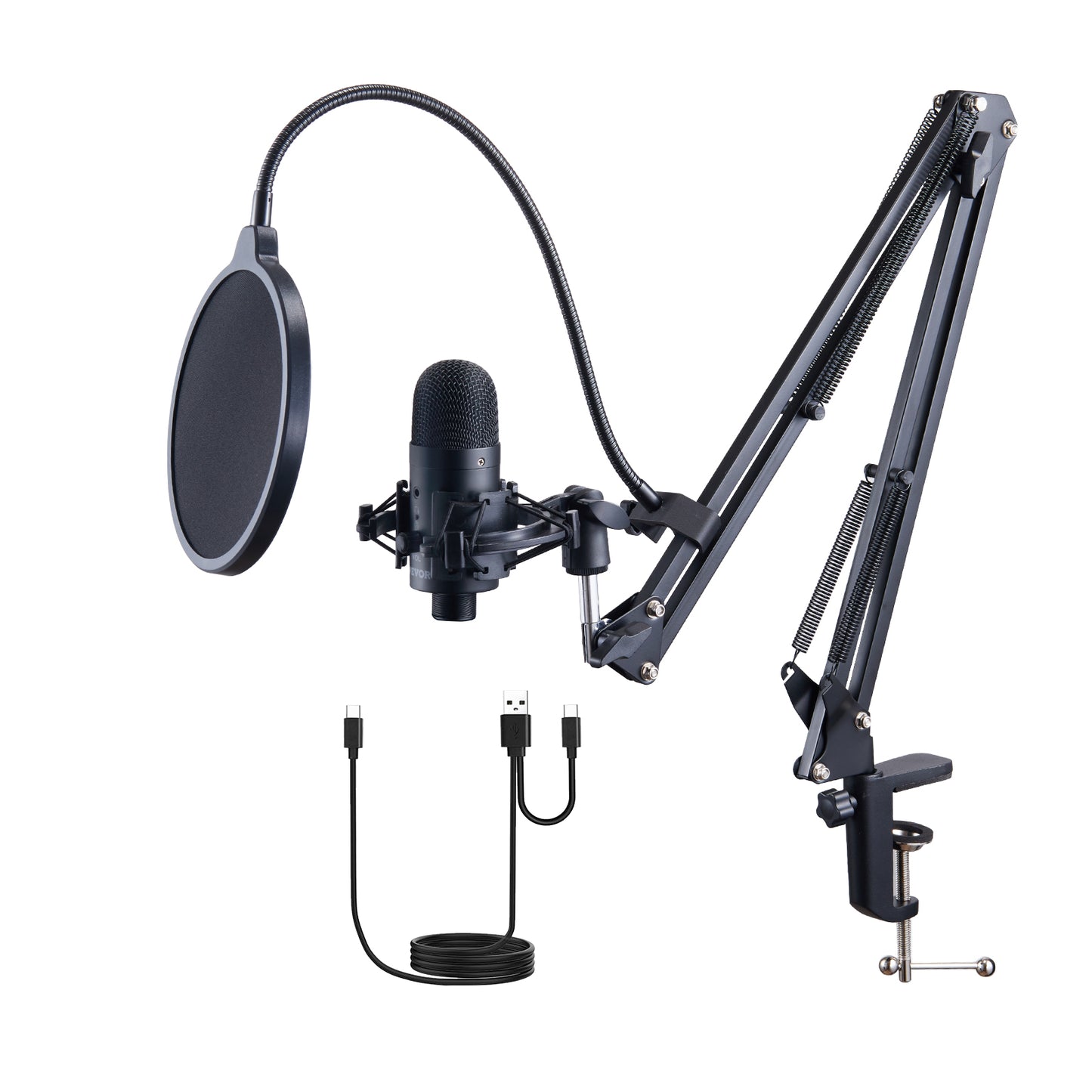 VEVOR USB Microphone Kit - 192kHz Professional Condenser Mic & Boom Arm