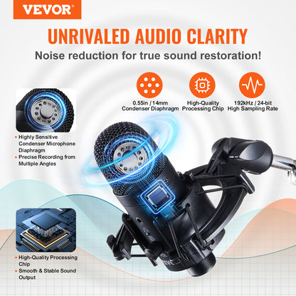VEVOR USB Microphone Kit - 192kHz Professional Condenser Mic & Boom Arm VEVOR USB Microphone, 192kHz 24-bit, Pro | Ectron Online
