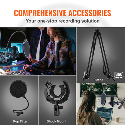 VEVOR USB Microphone Kit - 192kHz Professional Condenser Mic & Boom Arm VEVOR USB Microphone, 192kHz 24-bit, Pro | Ectron Online