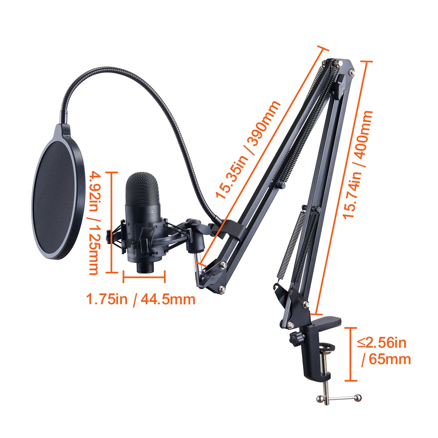 VEVOR USB Microphone Kit - 192kHz Professional Condenser Mic & Boom Arm