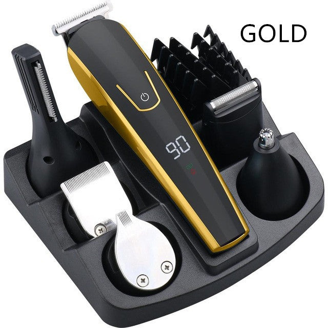 Gold and black hair trimmer set on a white background with 'GOLD' text.