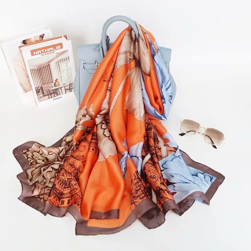 All-in-one Sunscreen Shawl Travel Silk Scarf Women's Beach Towel