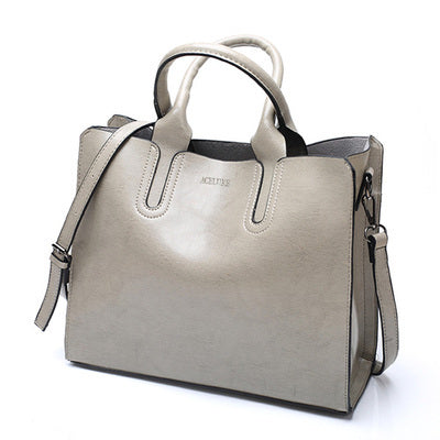 {{ brand }} Sofia Spanish Trunk Tote – Elegant Women's PU Leather Handbag Gray has logo - Sofia Spanish Trunk Tote