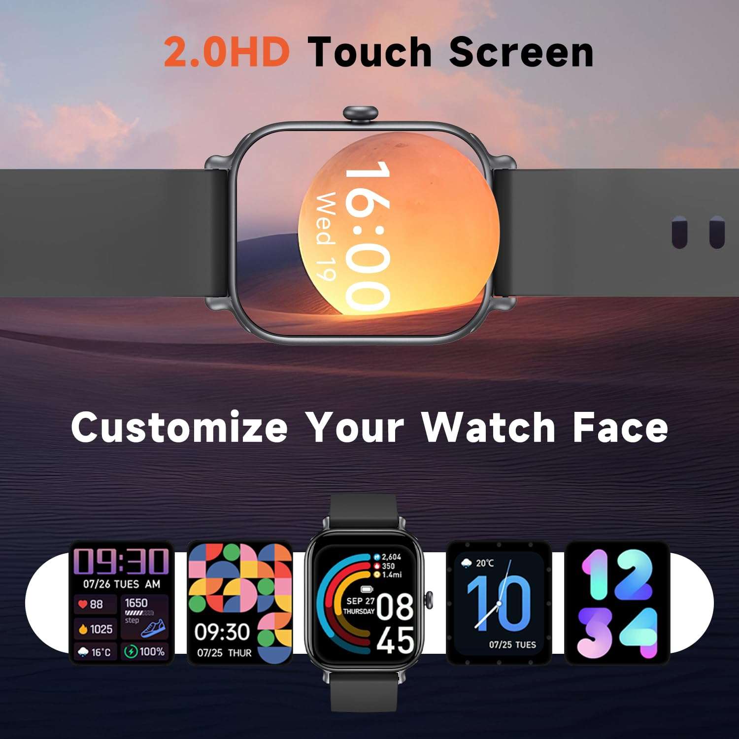 2.0" Fashion Smartwatch | Mental Health & Anxiety Relief Tracker 2.0 Inch HD - Fashion Smartwatch Bluetoo | Ectron Online