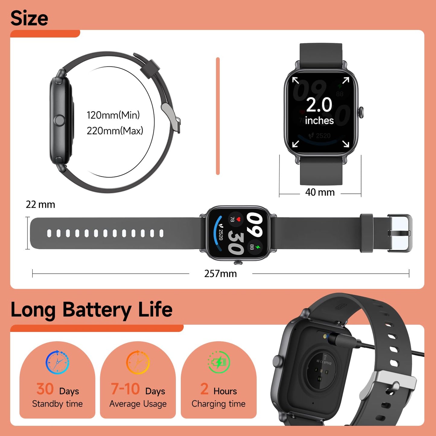 2.0" Fashion Smartwatch | Mental Health & Anxiety Relief Tracker