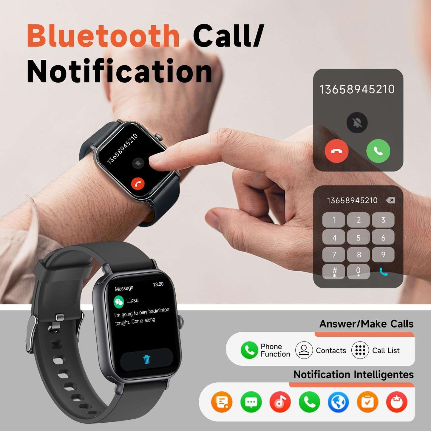 2.0" Fashion Smartwatch | Mental Health & Anxiety Relief Tracker 2.0 Inch HD - Fashion Smartwatch Bluetoo | Ectron Online