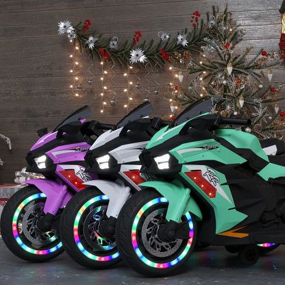 12V Pink Kids Electric Motorcycle | Bluetooth & Light-Up Wheels Kids Powered Ride-ons Toy, Kids Motorcyc | Ectron Online