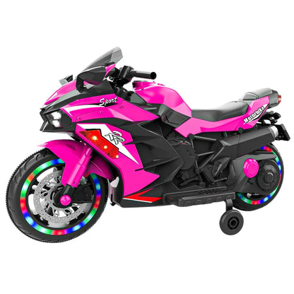 12V Pink Kids Electric Motorcycle | Bluetooth & Light-Up Wheels Kids Powered Ride-ons Toy, Kids Motorcyc | Ectron Online