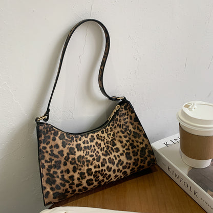Leopard Print & Striped Niche Handbag | Trendy Underarm Shoulder Bag Fashion striped spotted niche handbags l | Ectron Online