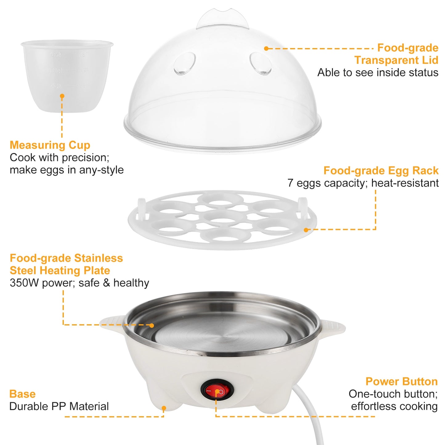 7-Capacity Electric Egg Cooker | Automatic Hard-Boiled Egg Maker