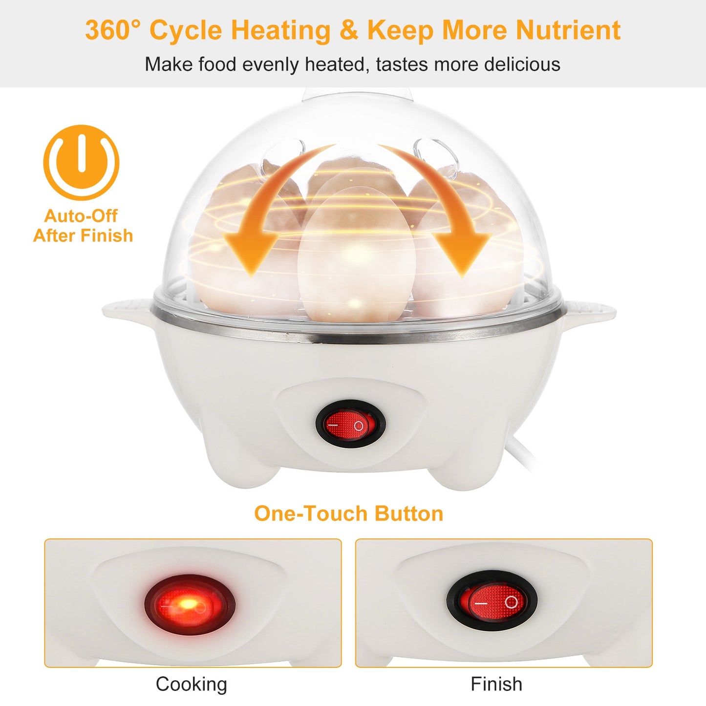 7-Capacity Electric Egg Cooker | Automatic Hard-Boiled Egg Maker