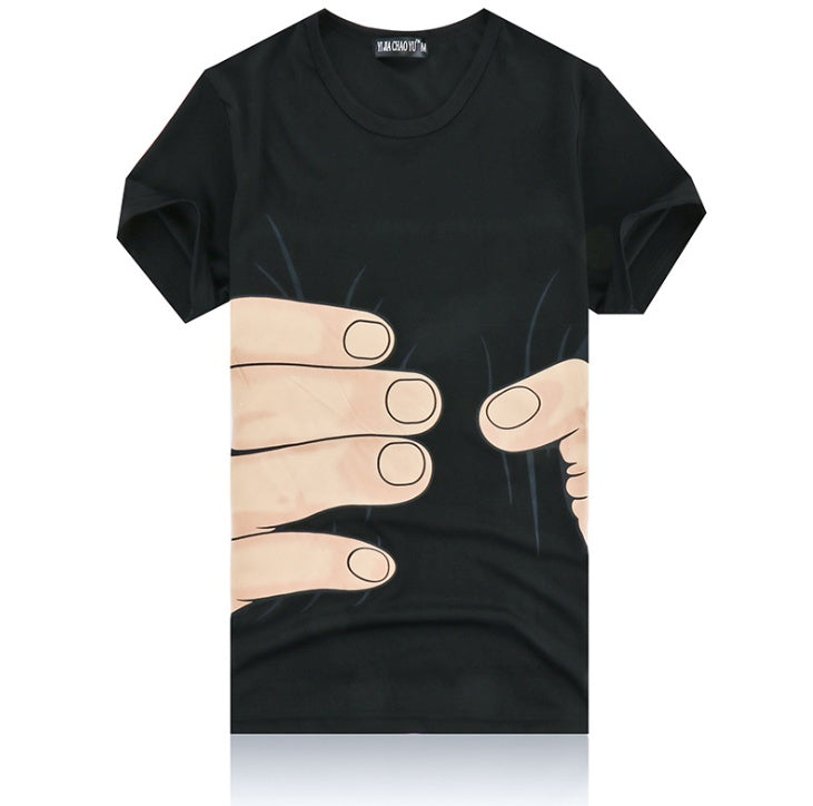 Men's 3D Big Hand Cotton T-Shirt – Summer Short Sleeve Tee Summer Men's Short Sleeve T-Shirt Men's | Ectron Online