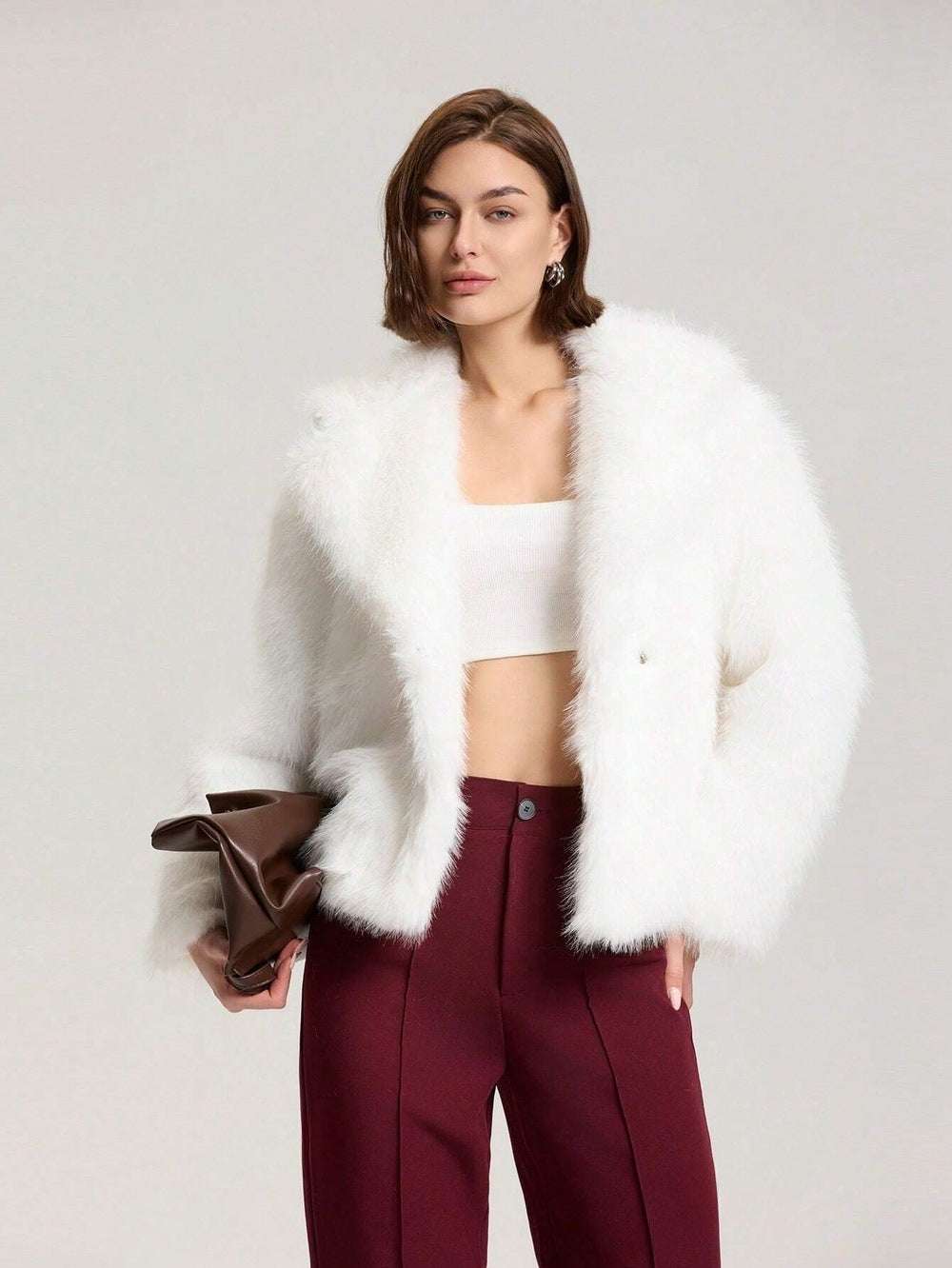 Fox Fur Thick Warm Short Coat - Long Sleeves & Luxury Fox Fur Thick Warm Long Sleeves Short Co | Ectron Online