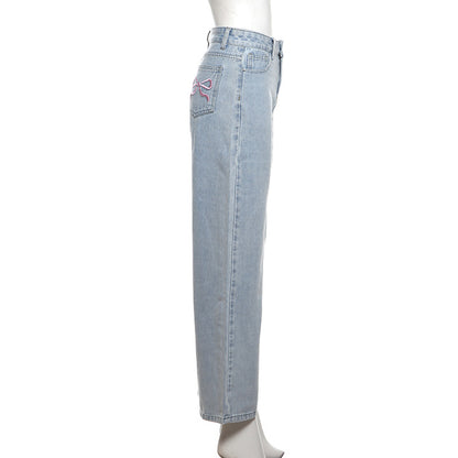 Women's Low Waist Straight Wide Leg All-matching Jeans